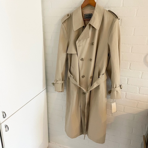 NWT Vintage Eaton Trenchcoat Dead stock Men/Unisex Cream Utility Military 44S - Picture 11 of 16